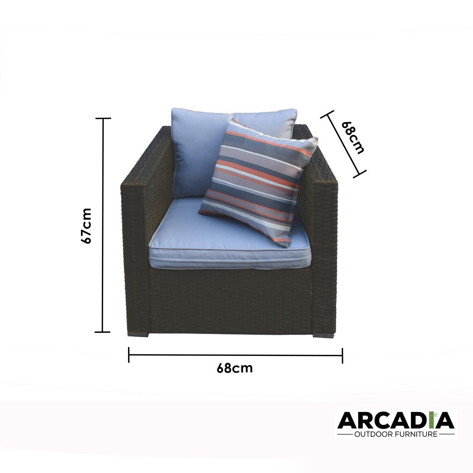 Arcadia Furniture Outdoor Rattan 4 Piece Sofa Lounge Set Home Garden Patio - Oatmeal and Grey - John Cootes