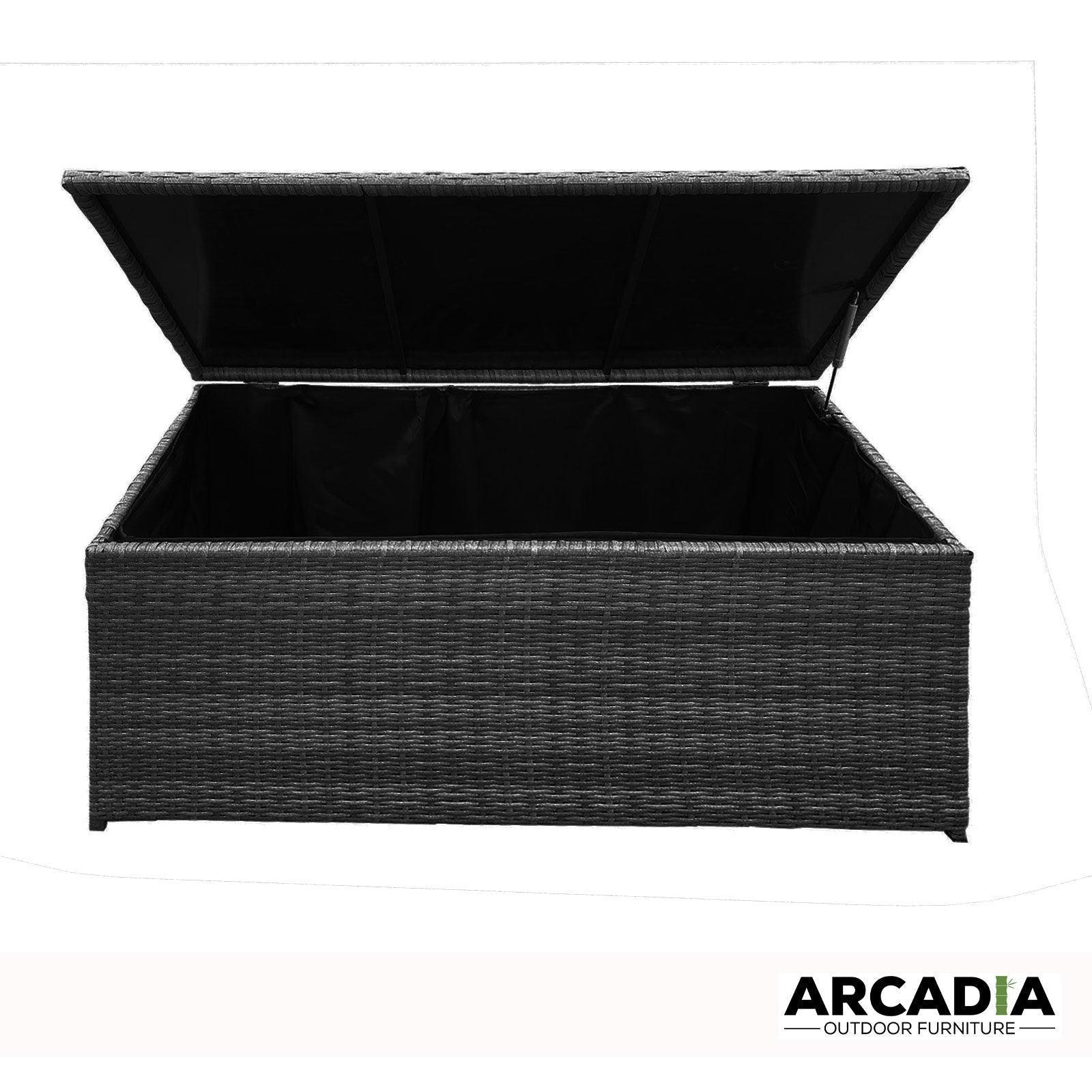 Arcadia Furniture Outdoor Rattan Storage Box Garden Toy Tools Shed UV Resistant - Black - John Cootes