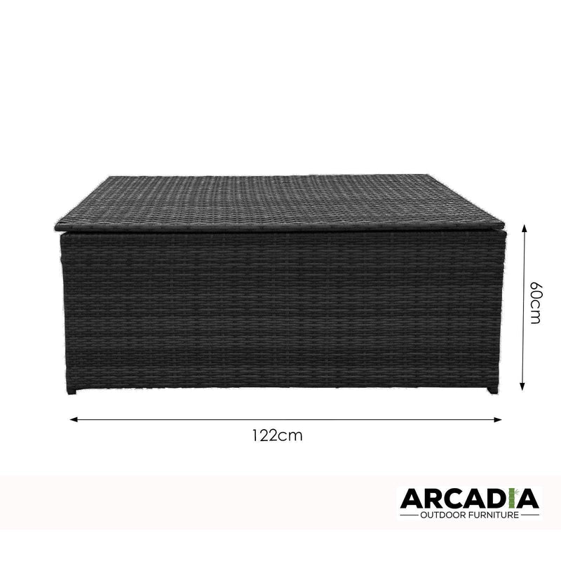 Arcadia Furniture Outdoor Rattan Storage Box Garden Toy Tools Shed UV Resistant - Black - John Cootes