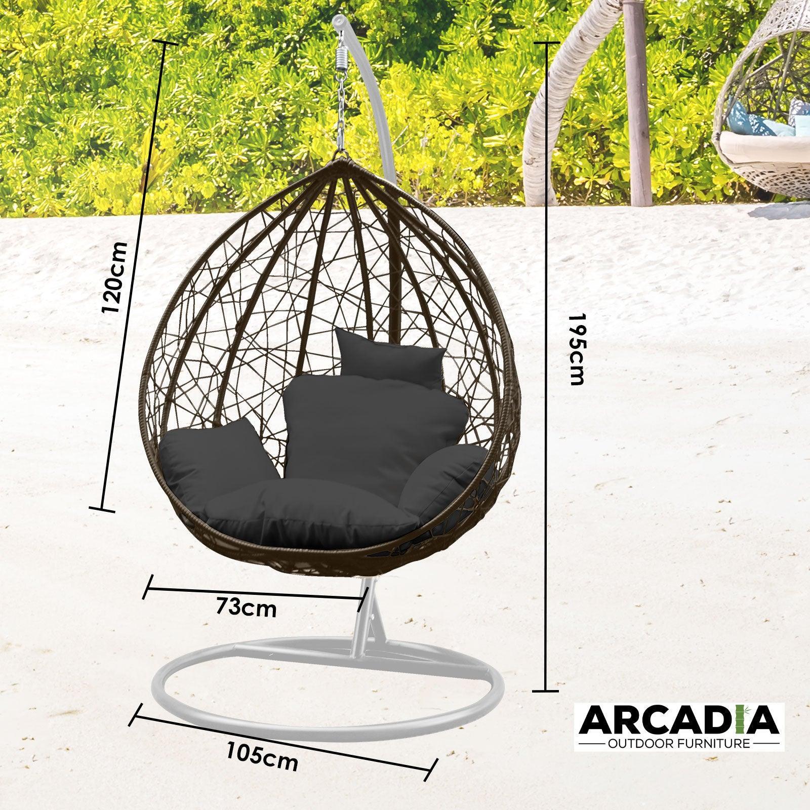 Arcadia Furniture Rocking Egg Chair Outdoor Wicker Rattan Patio Garden Tear Drop - Oatmeal and Grey - John Cootes