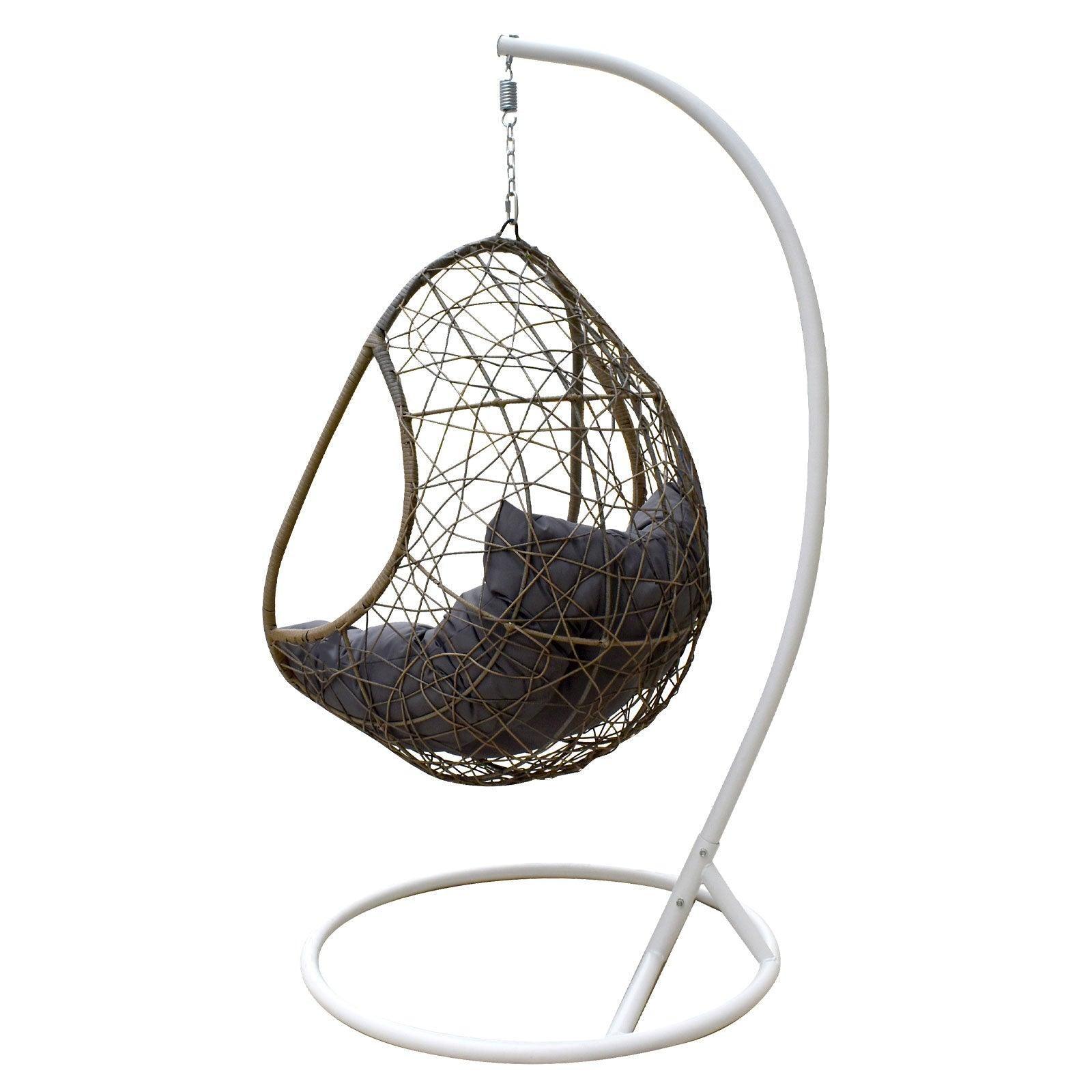 Arcadia Furniture Rocking Egg Chair Swing Lounge Hammock Pod Wicker Curved - Oatmeal and Grey - John Cootes