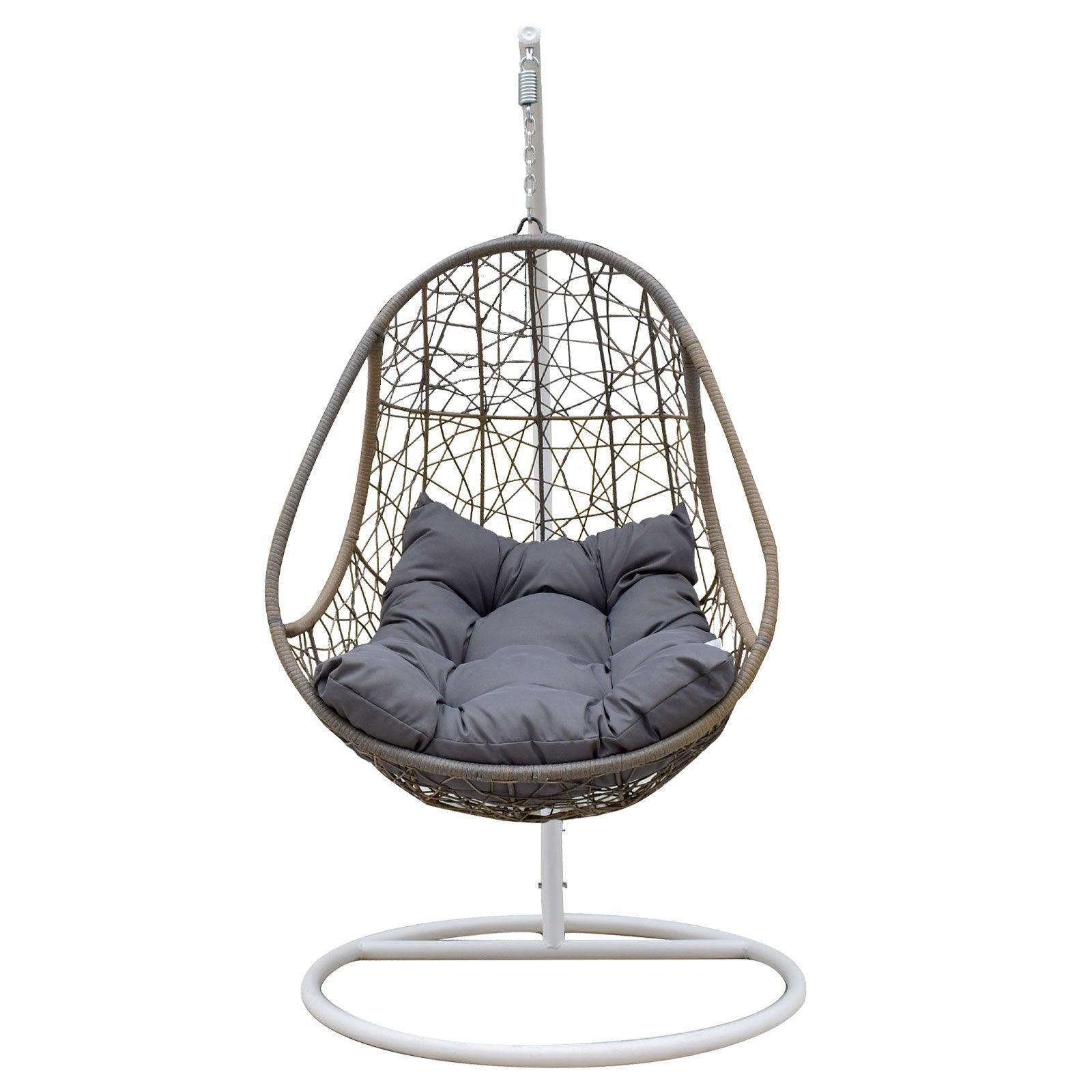 Arcadia Furniture Rocking Egg Chair Swing Lounge Hammock Pod Wicker Curved - Oatmeal and Grey - John Cootes