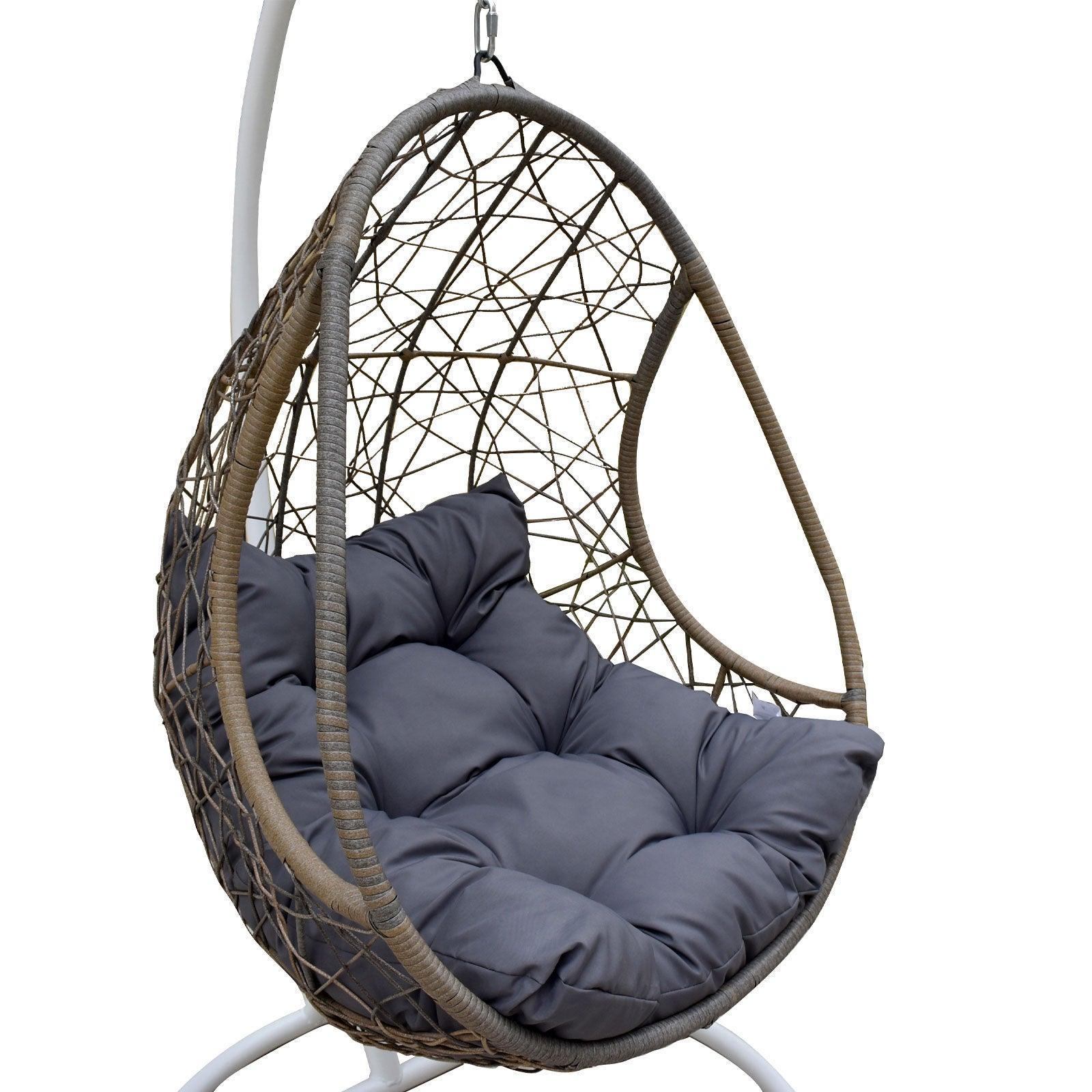 Arcadia Furniture Rocking Egg Chair Swing Lounge Hammock Pod Wicker Curved - Oatmeal and Grey - John Cootes