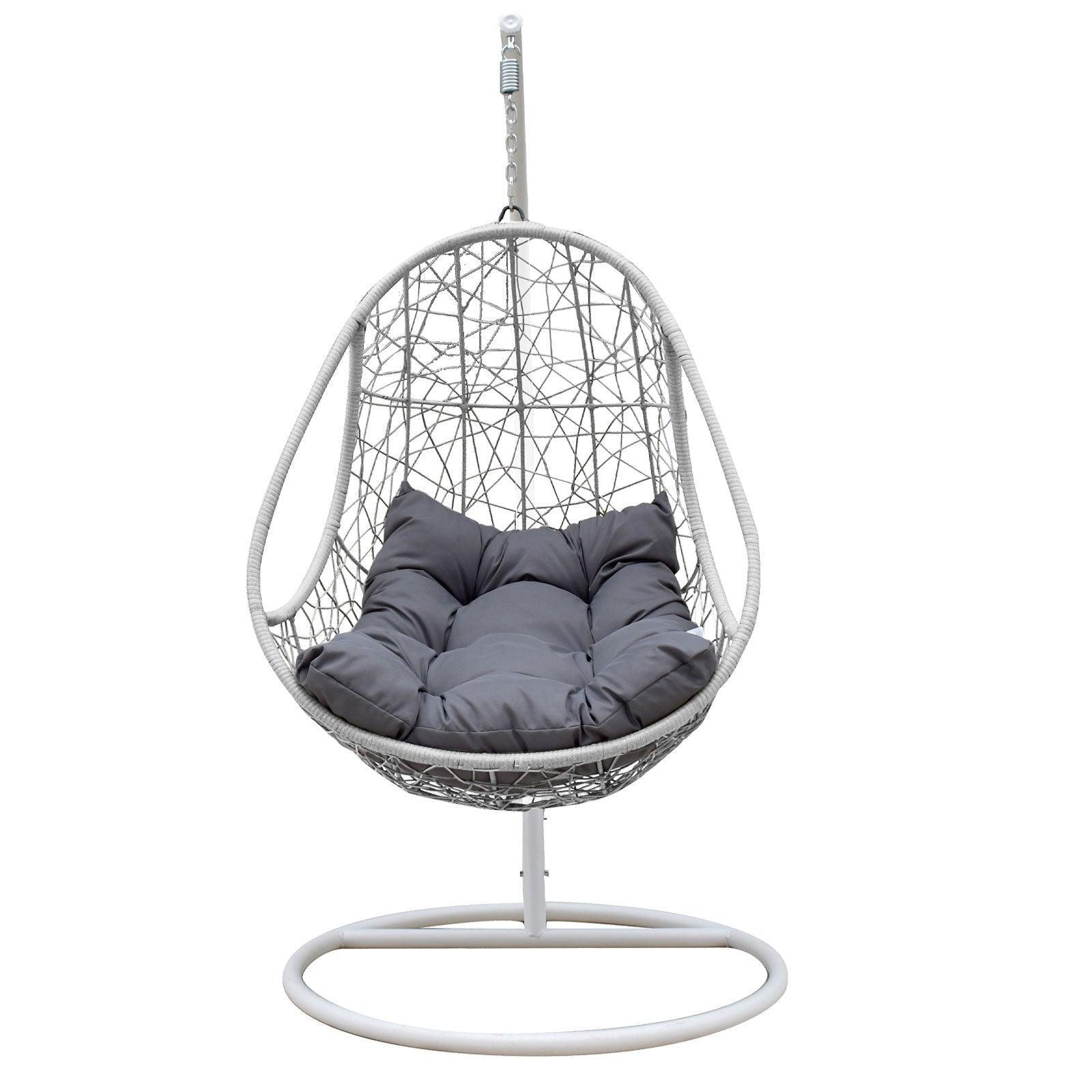 Arcadia Furniture Rocking Egg Chair Swing Lounge Hammock Pod Wicker Curved - White and Grey - John Cootes