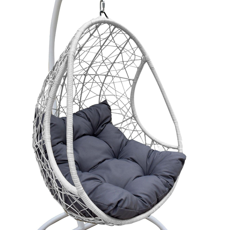 Arcadia Furniture Rocking Egg Chair Swing Lounge Hammock Pod Wicker Curved - White and Grey - John Cootes