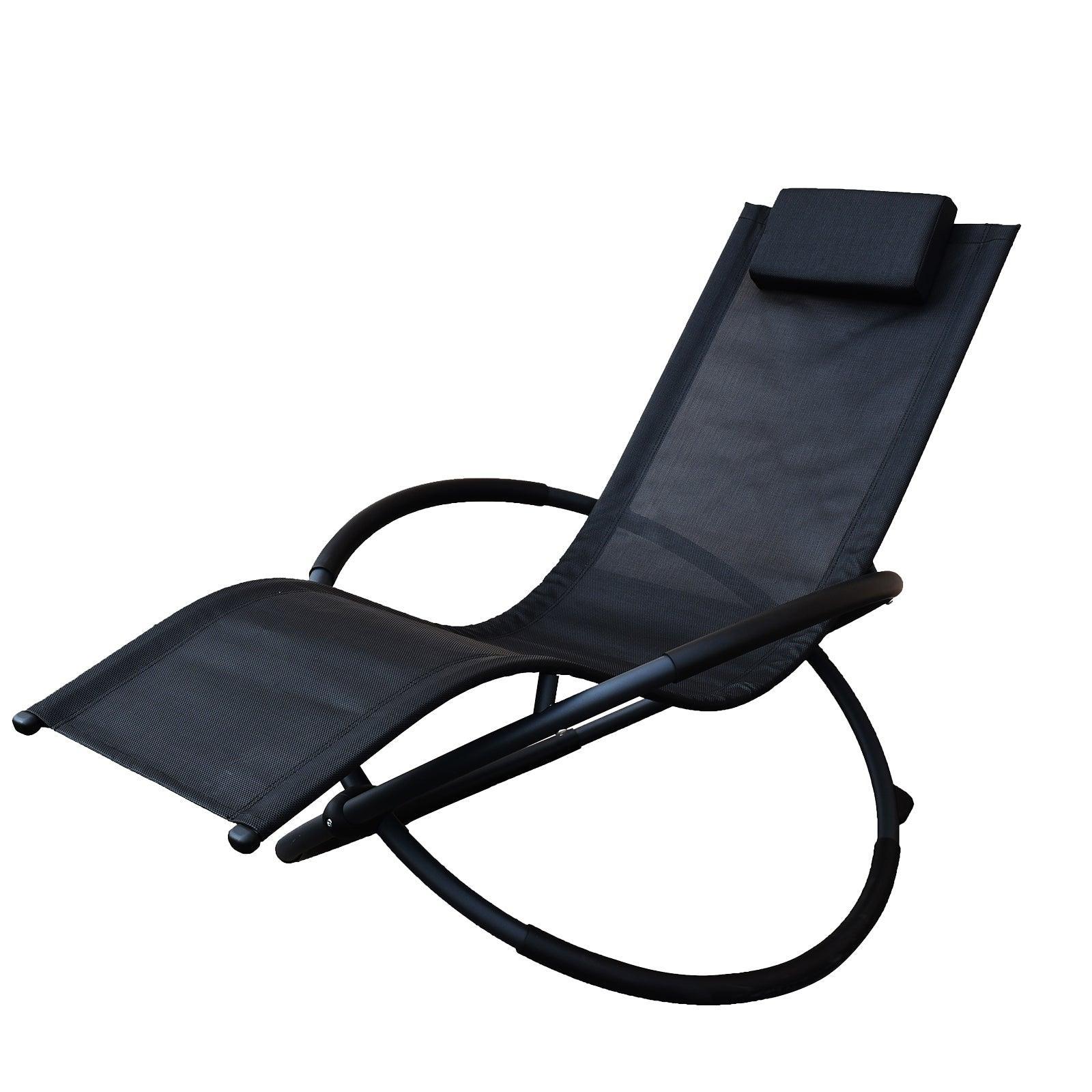 Arcadia Furniture Zero Gravity Portable Foldable Rocking Chair Recliner Lounge - Black - John Cootes