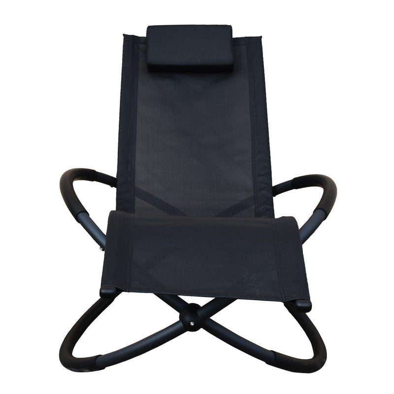 Arcadia Furniture Zero Gravity Portable Foldable Rocking Chair Recliner Lounge - Black - John Cootes