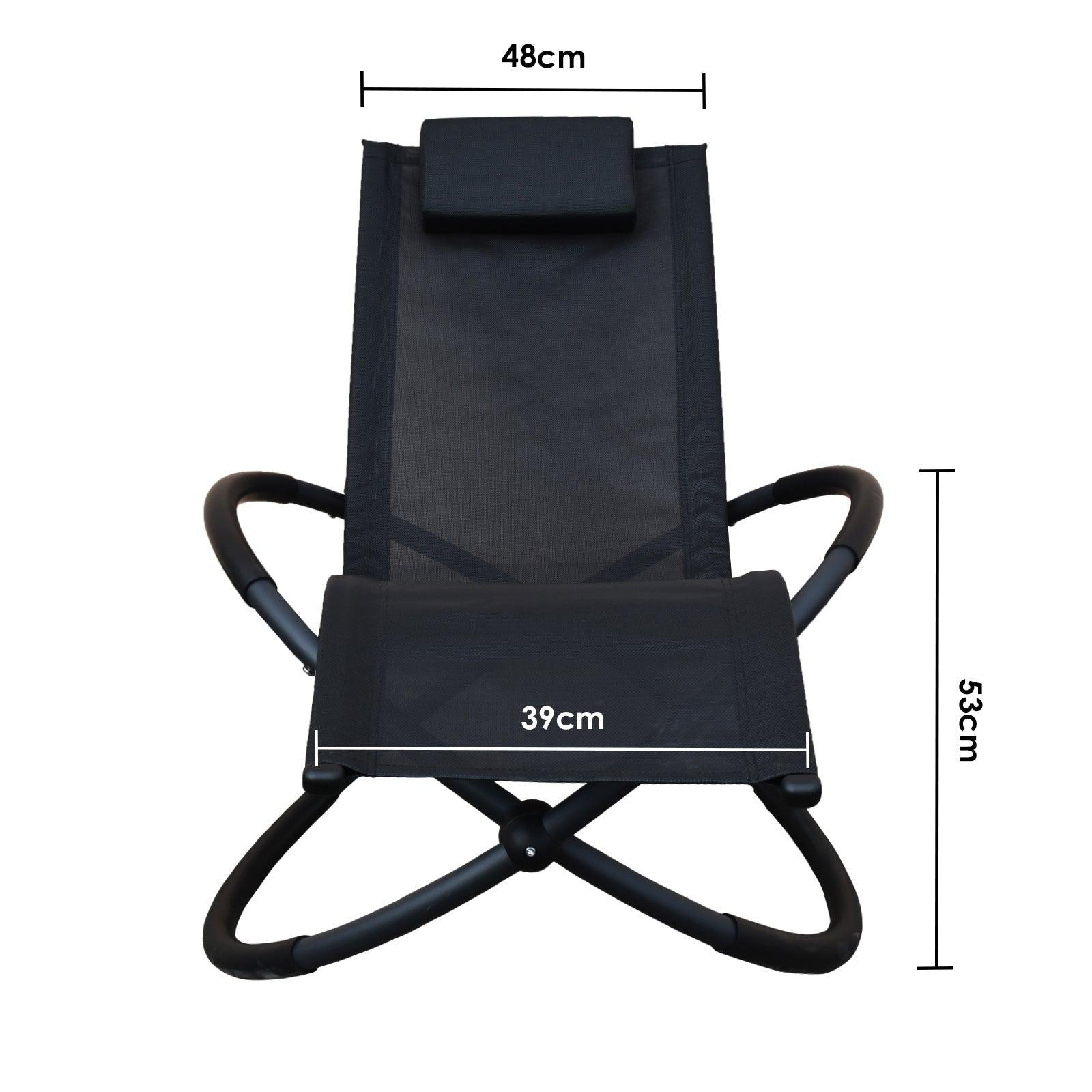 Arcadia Furniture Zero Gravity Portable Foldable Rocking Chair Recliner Lounge - Black - John Cootes