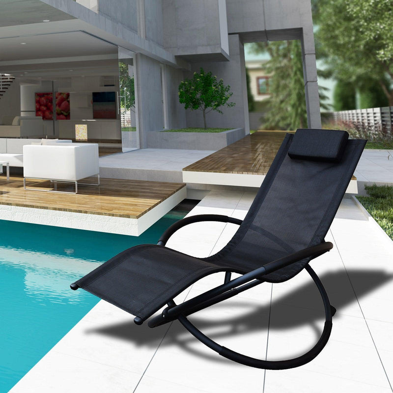 Arcadia Furniture Zero Gravity Portable Foldable Rocking Chair Recliner Lounge - Black - John Cootes