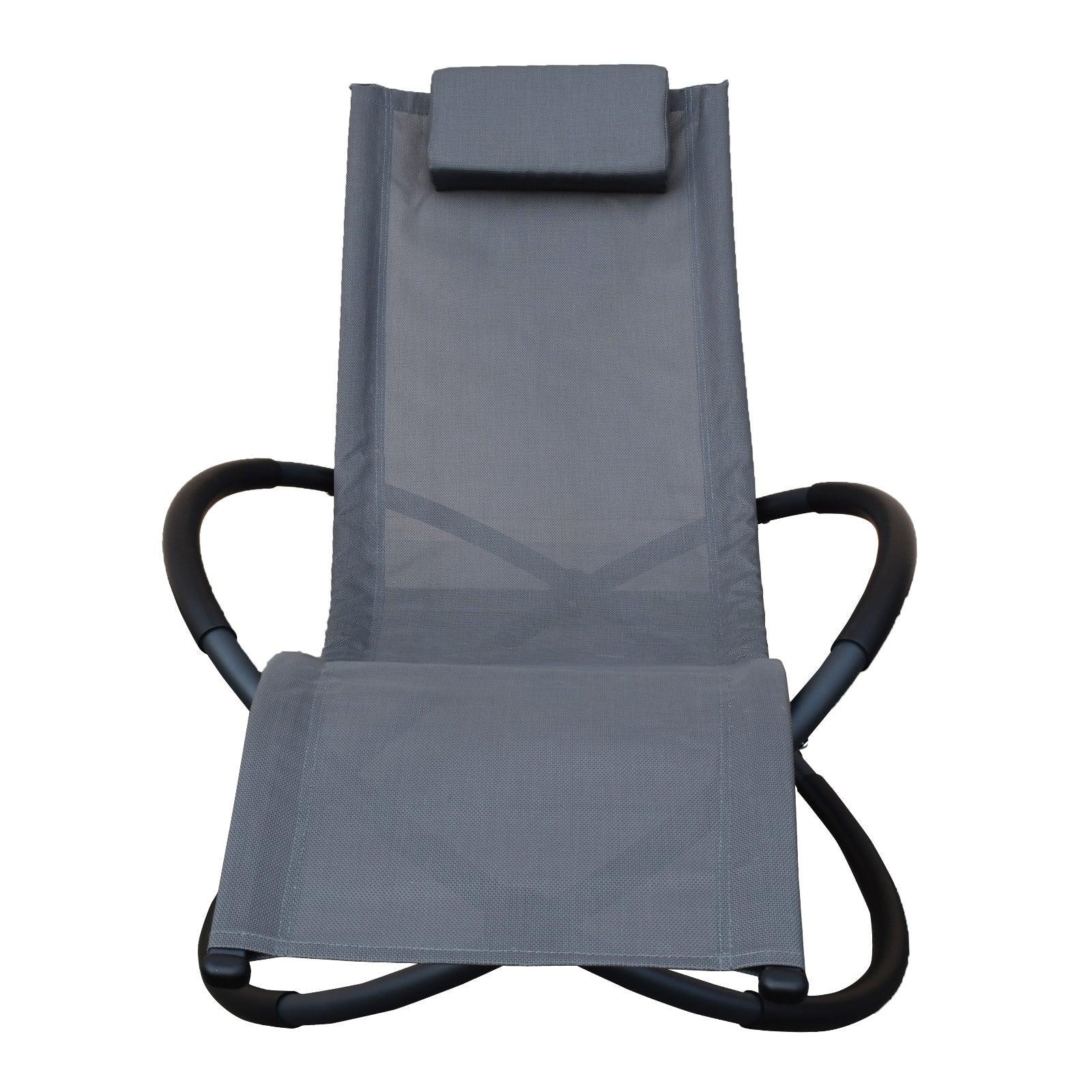 Arcadia Furniture Zero Gravity Portable Foldable Rocking Chair Recliner Lounge - Grey - John Cootes