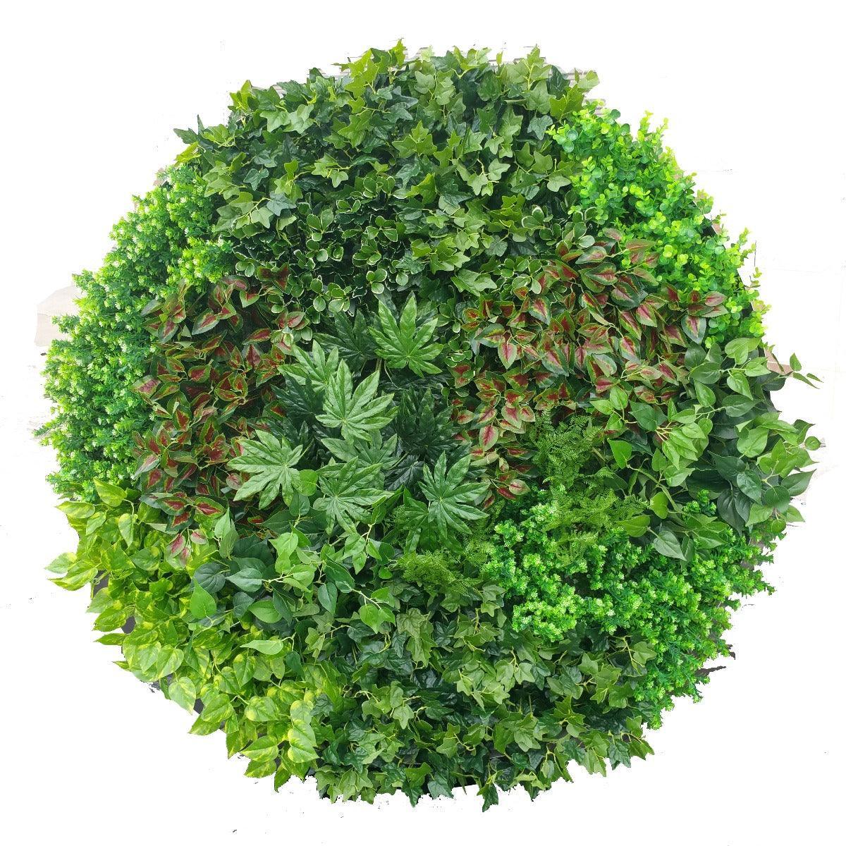 Artificial Green Wall Disk Art 150cm - Dense Green Sensation - Black Frame - John Cootes