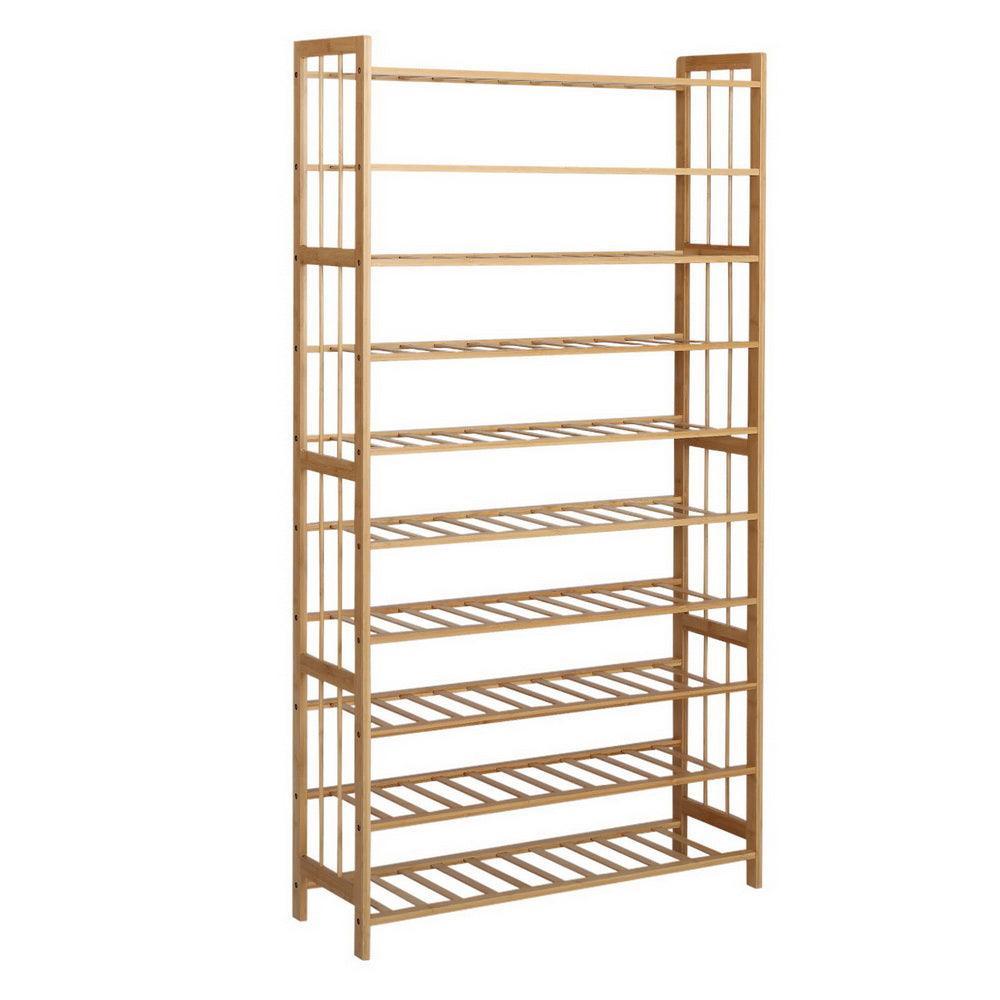 Artiss 10-Tier Bamboo Shoe Rack Wooden Shelf Stand Storage Organizer - John Cootes