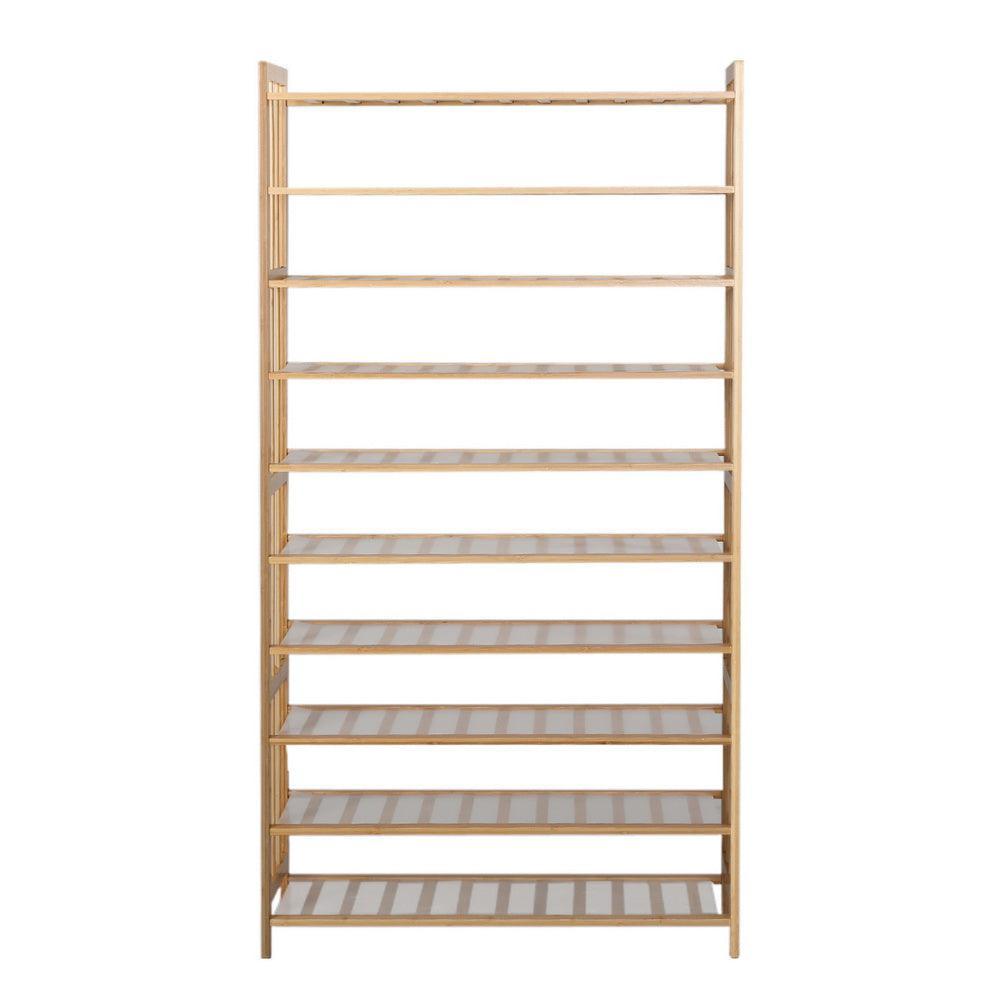 Artiss 10-Tier Bamboo Shoe Rack Wooden Shelf Stand Storage Organizer - John Cootes