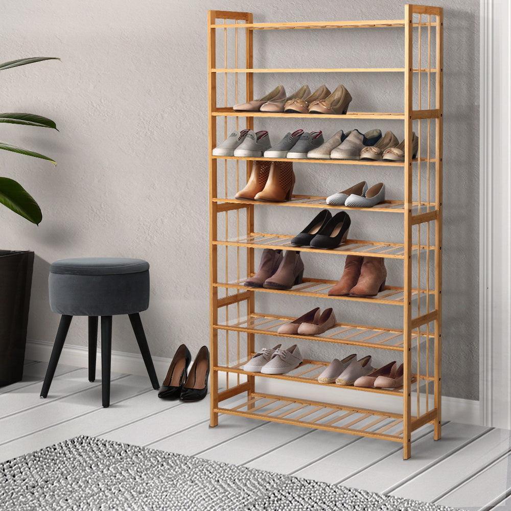 Artiss 10-Tier Bamboo Shoe Rack Wooden Shelf Stand Storage Organizer - John Cootes