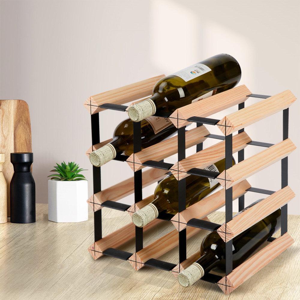 Artiss 12 Bottle Timber Wine Rack - John Cootes