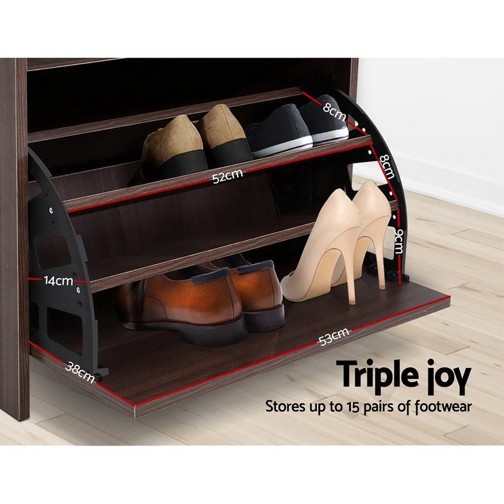 Artiss 12 Pairs Shoe Cabinet Organiser Wooden Storage Bench Stool - John Cootes