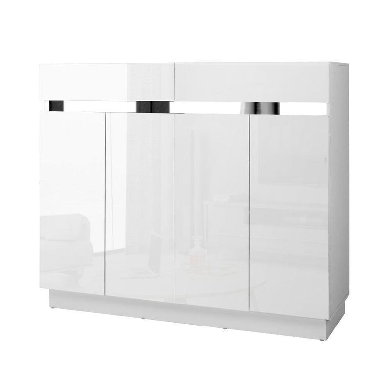 Artiss 120cm Shoe Cabinet Shoes Storage Rack High Gloss Cupboard White Drawers - John Cootes