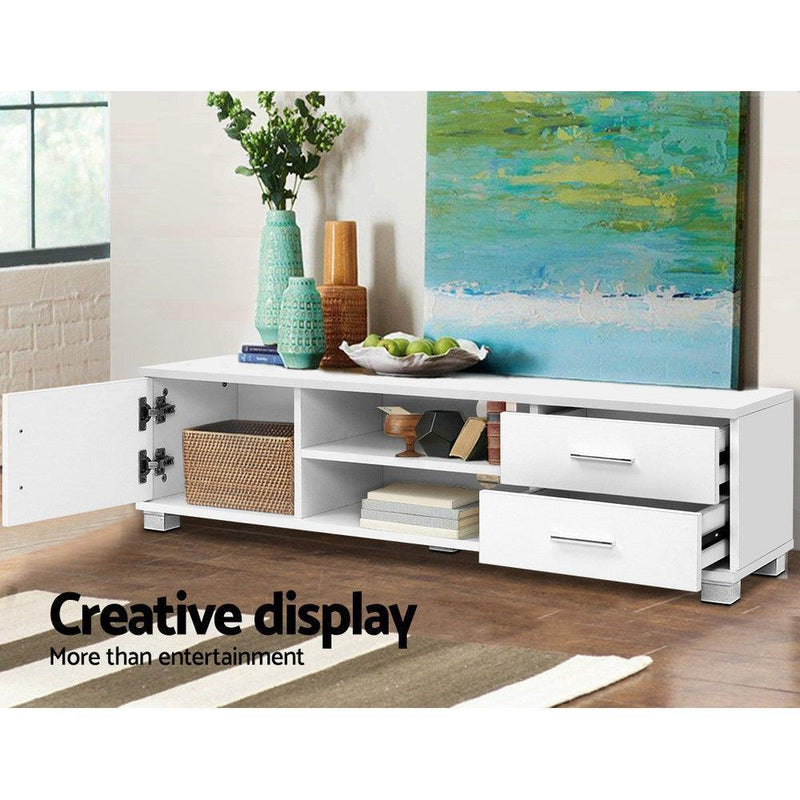 Artiss 120cm TV Stand Entertainment Unit Storage Cabinet Drawers Shelf White - John Cootes