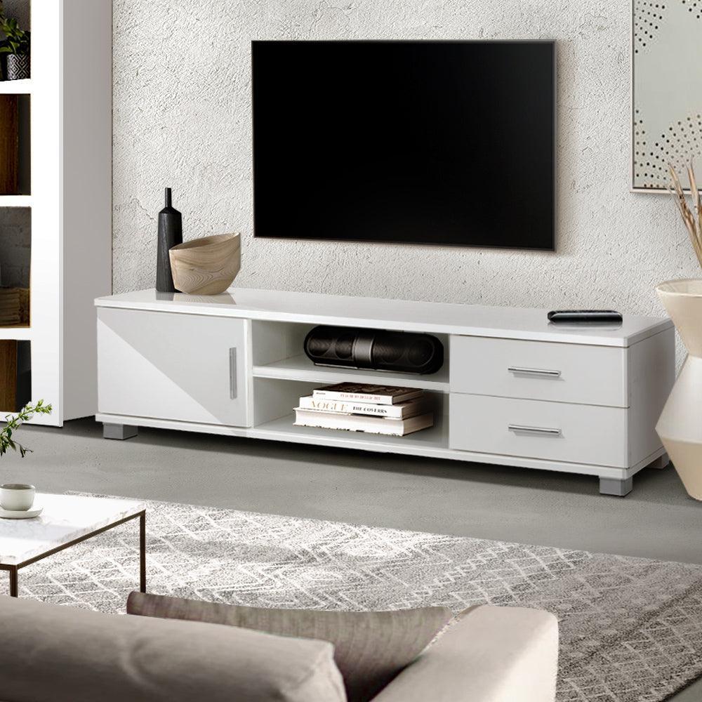 Artiss 120cm TV Stand Entertainment Unit Storage Cabinet Drawers Shelf White - John Cootes