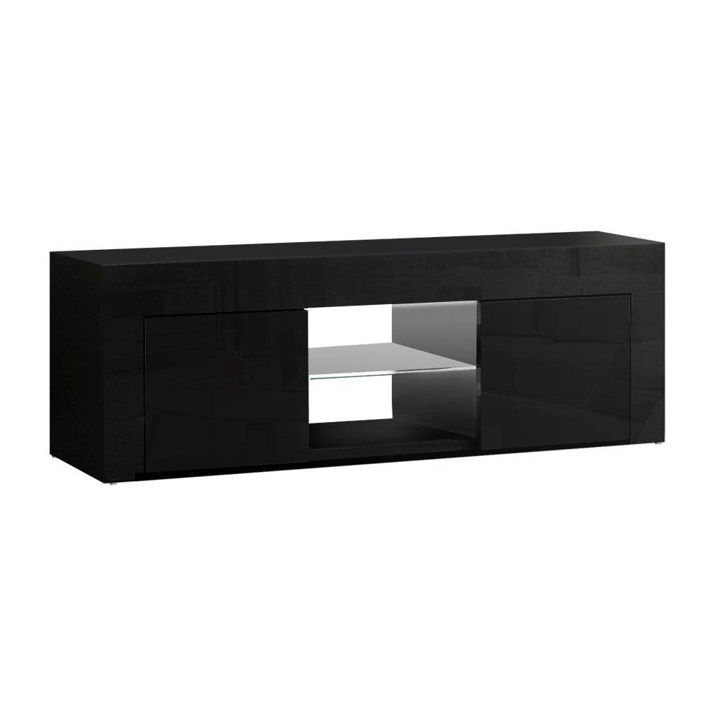 Artiss 130cm RGB LED TV Stand Cabinet Entertainment Unit Gloss Furniture Black - John Cootes