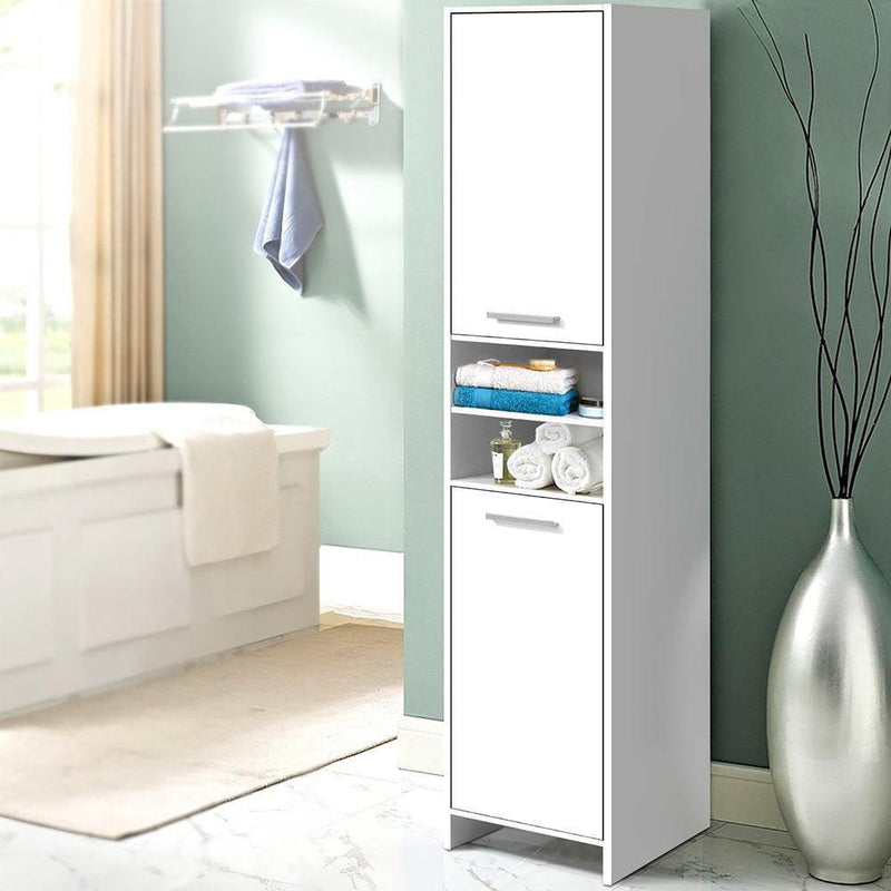 Artiss 185cm Bathroom Tallboy Toilet Storage Cabinet Laundry Cupboard Adjustable Shelf White - John Cootes