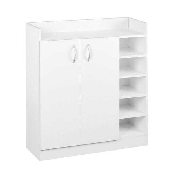 Artiss 2 Doors Shoe Cabinet Storage Cupboard - White - John Cootes