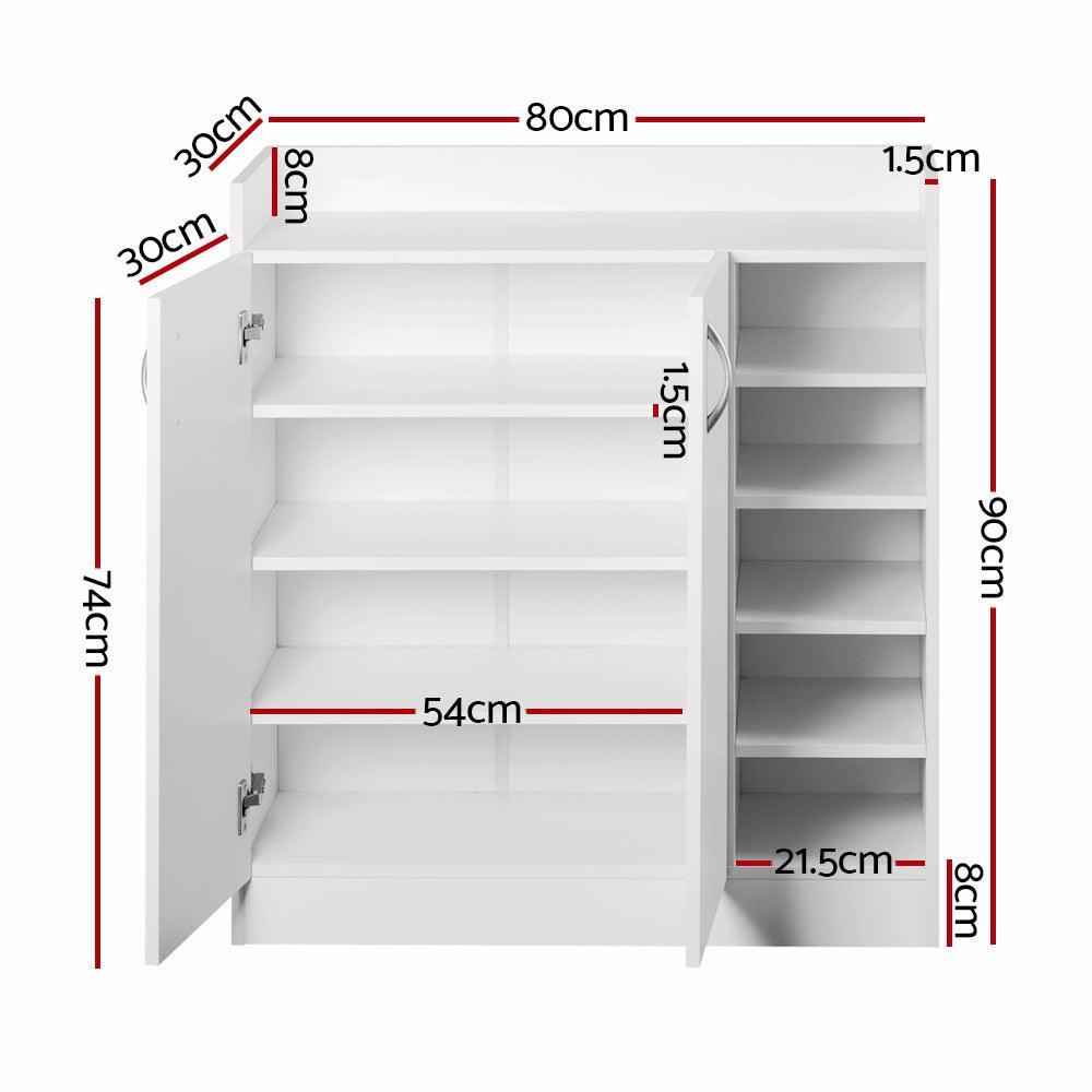 Artiss 2 Doors Shoe Cabinet Storage Cupboard - White - John Cootes