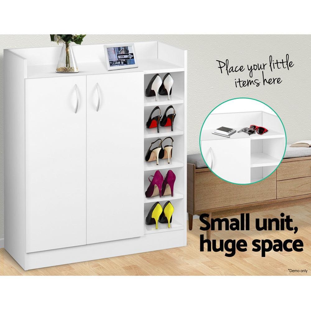 Artiss 2 Doors Shoe Cabinet Storage Cupboard - White - John Cootes