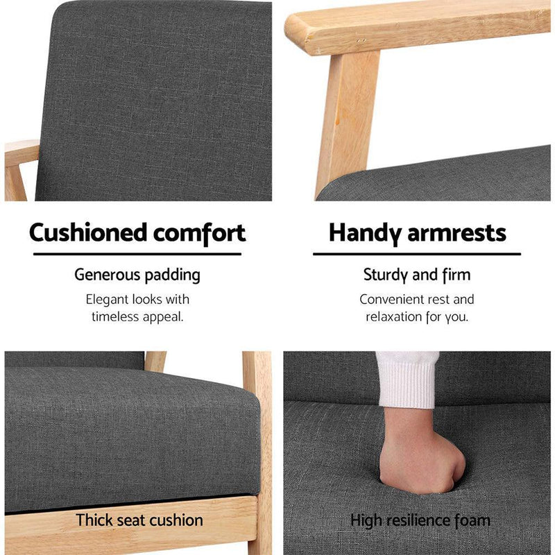Artiss 2 Seater Fabric Sofa Chair - Grey - John Cootes