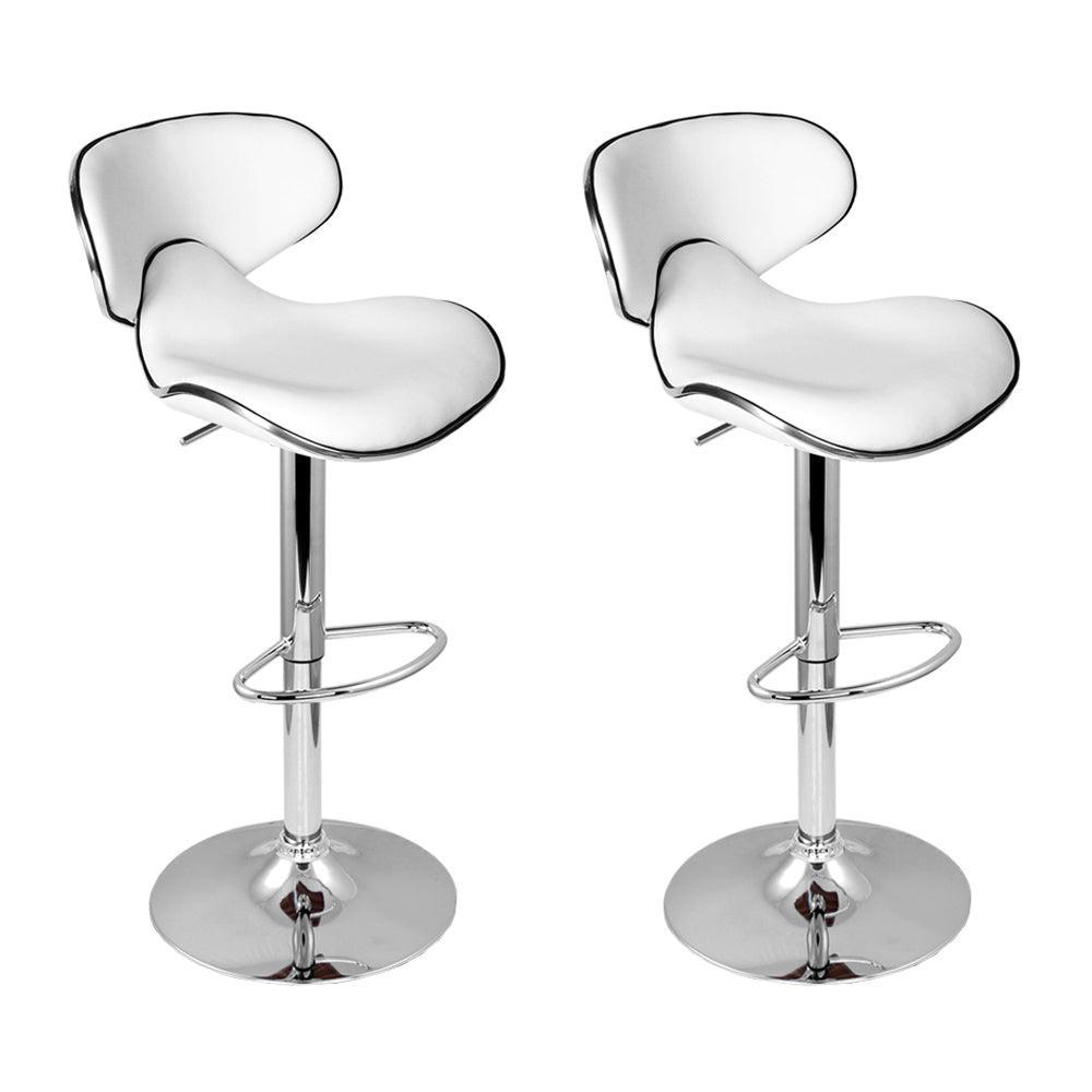 Artiss 2x Bar Stools DINO Kitchen Swivel Bar Stool Leather Gas Lift Chairs White - John Cootes