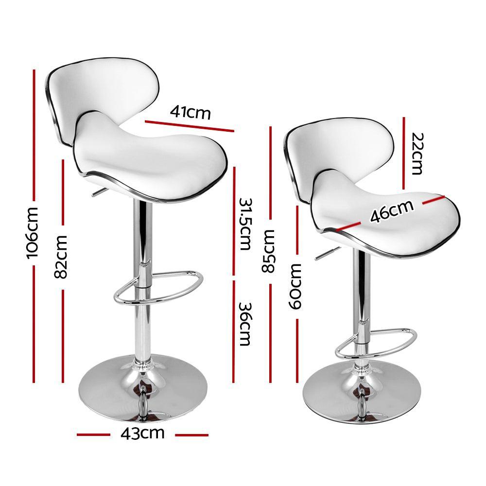 Artiss 2x Bar Stools DINO Kitchen Swivel Bar Stool Leather Gas Lift Chairs White - John Cootes