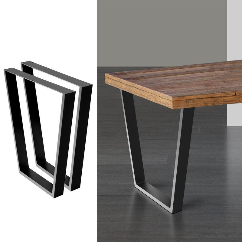 Artiss 2x Coffee Dining Table Legs 71x65/40CM Industrial Vintage Bench Metal Trapezoid - John Cootes