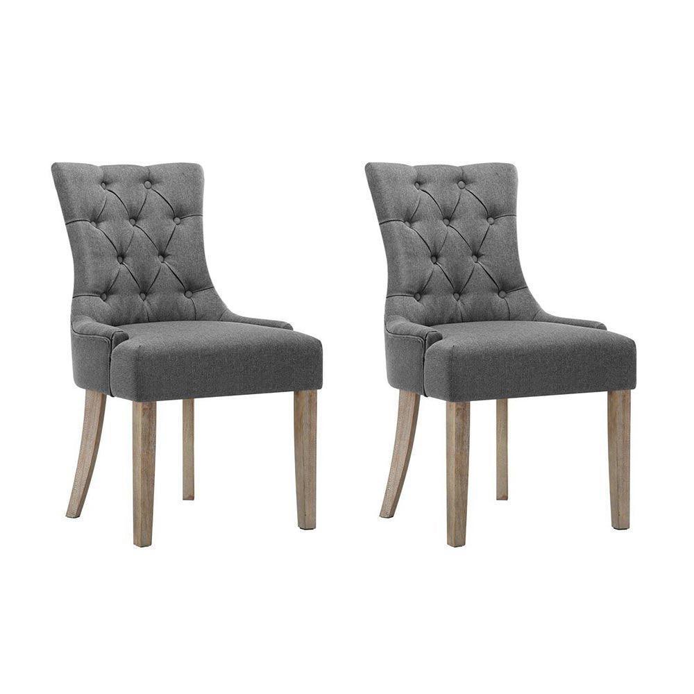 Artiss 2x Dining Chair CAYES French Provincial Chairs Wooden Fabric Retro Cafe - John Cootes