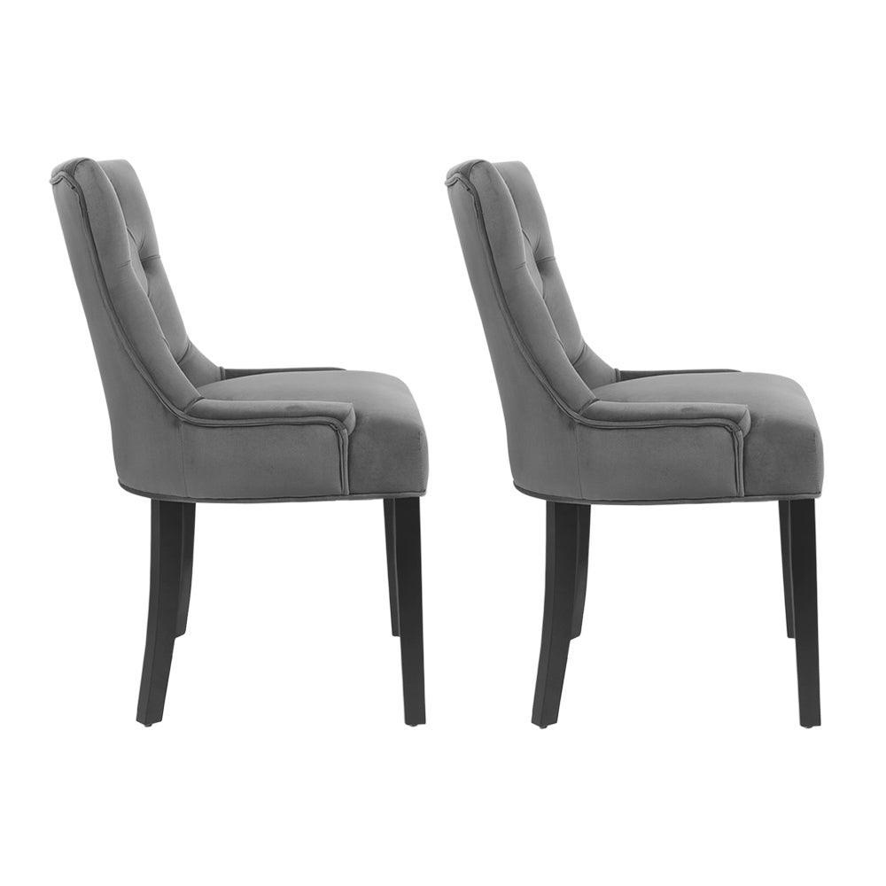 Artiss 2x Dining Chairs French Provincial Retro Chair Wooden Velvet Fabric Grey - John Cootes