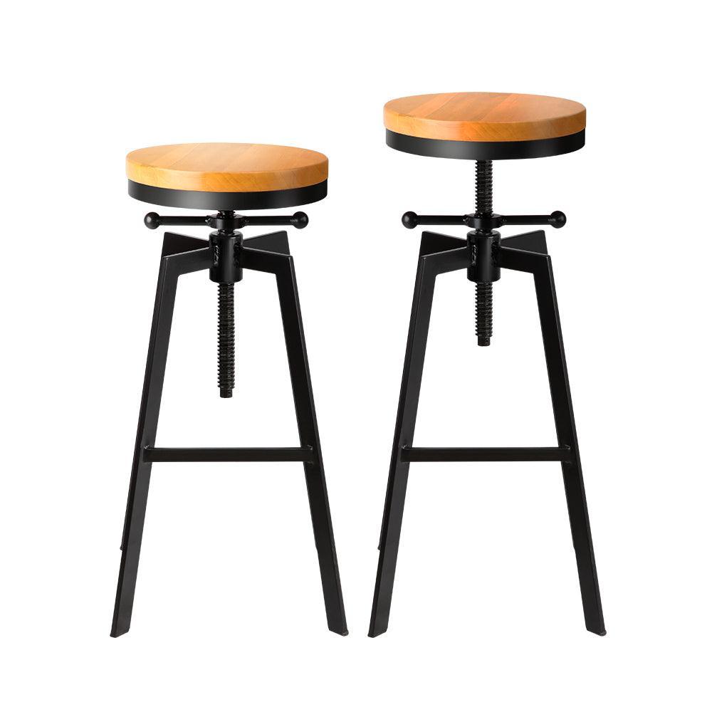 Artiss 2x Vintage Bar Stools Kitchen Stool Industrial Barstools Metal Swivel - John Cootes