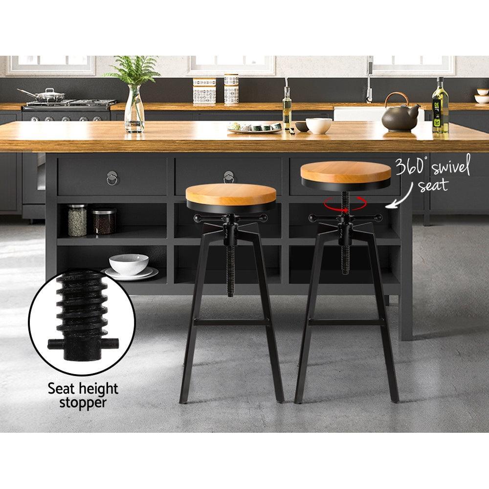 Artiss 2x Vintage Bar Stools Kitchen Stool Industrial Barstools Metal Swivel - John Cootes