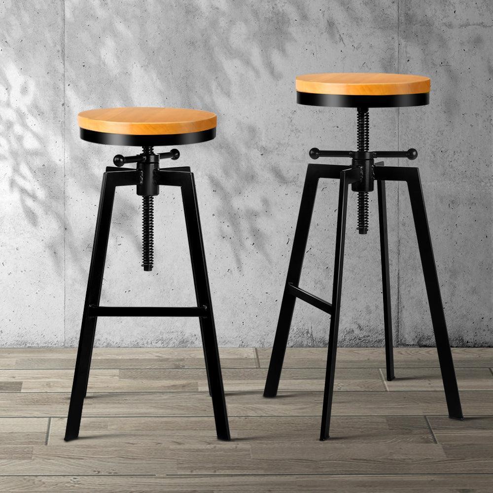 Artiss 2x Vintage Bar Stools Kitchen Stool Industrial Barstools Metal Swivel - John Cootes