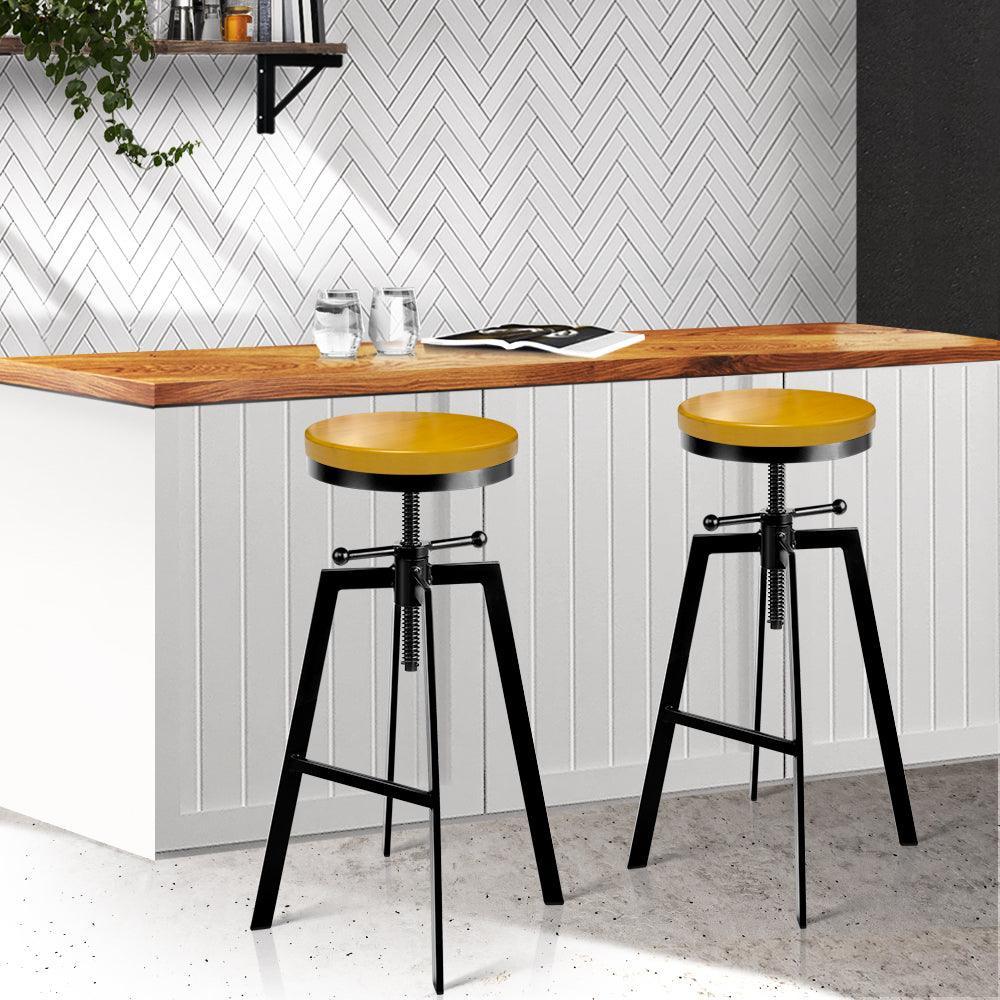 Artiss 2x Vintage Bar Stools Kitchen Stool Industrial Barstools Metal Swivel - John Cootes