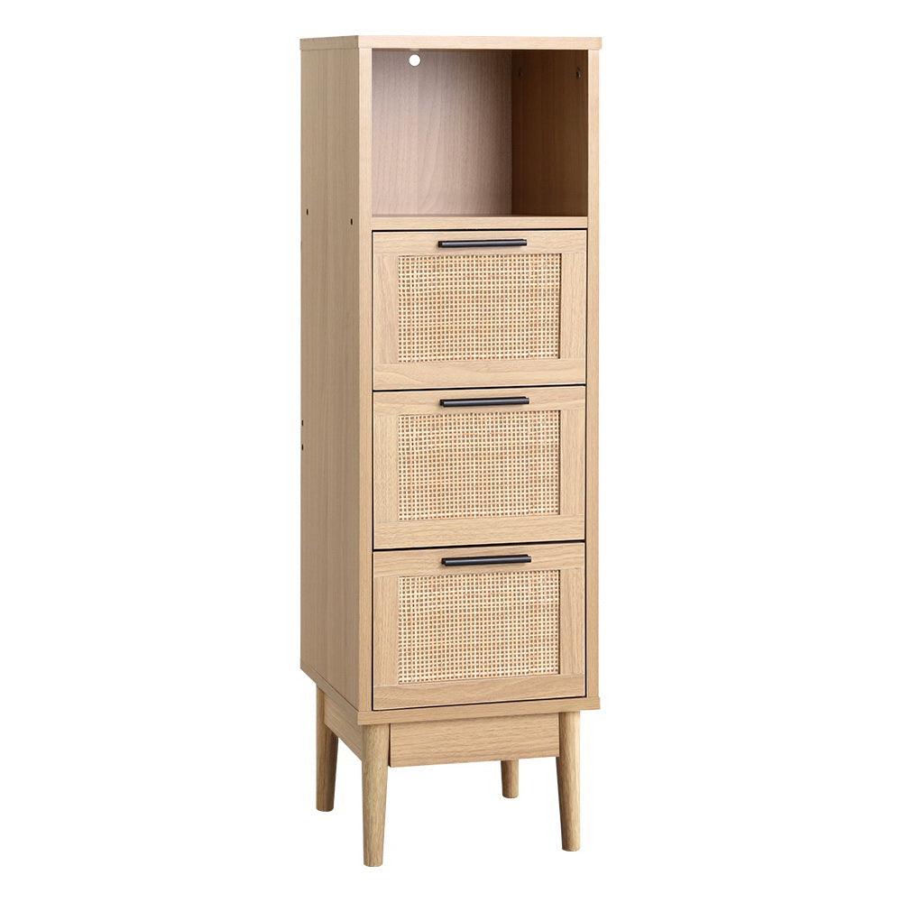 Artiss 3 Chest of Drawers Rattan Furniture Cabinet Storage Side End Table Shelf - John Cootes