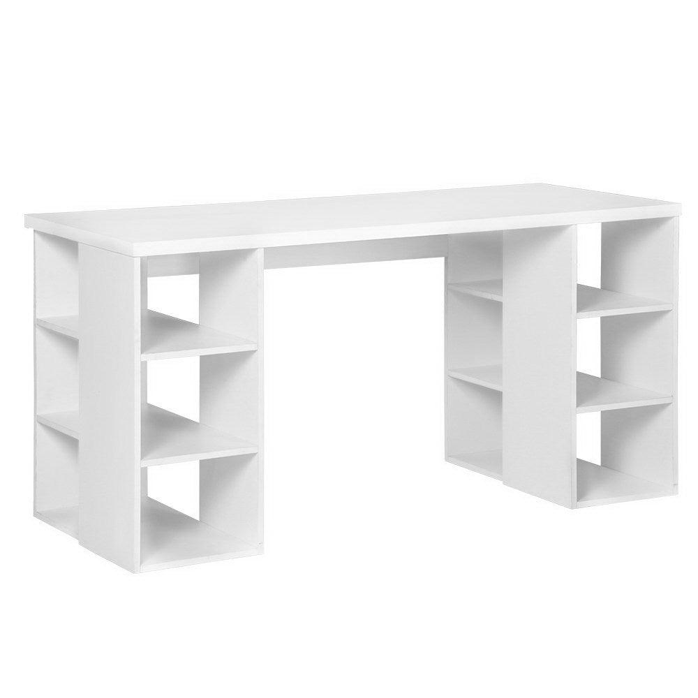 Artiss 3 Level Desk with Storage & Bookshelf - White - John Cootes