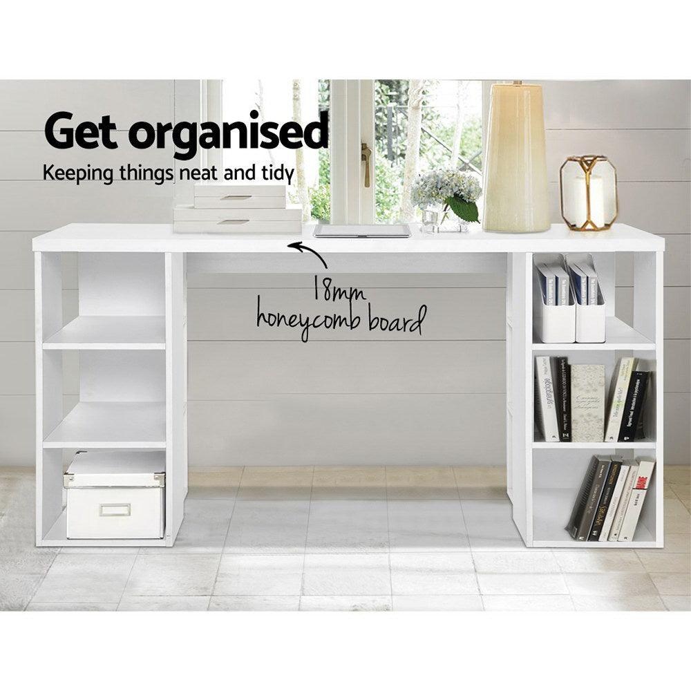 Artiss 3 Level Desk with Storage & Bookshelf - White - John Cootes