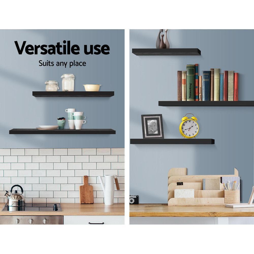 Artiss 3 Piece Floating Wall Shelves - Black - John Cootes