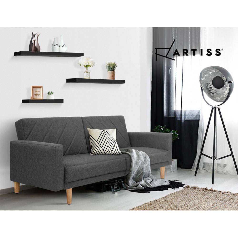 Artiss 3 Piece Floating Wall Shelves - Black - John Cootes