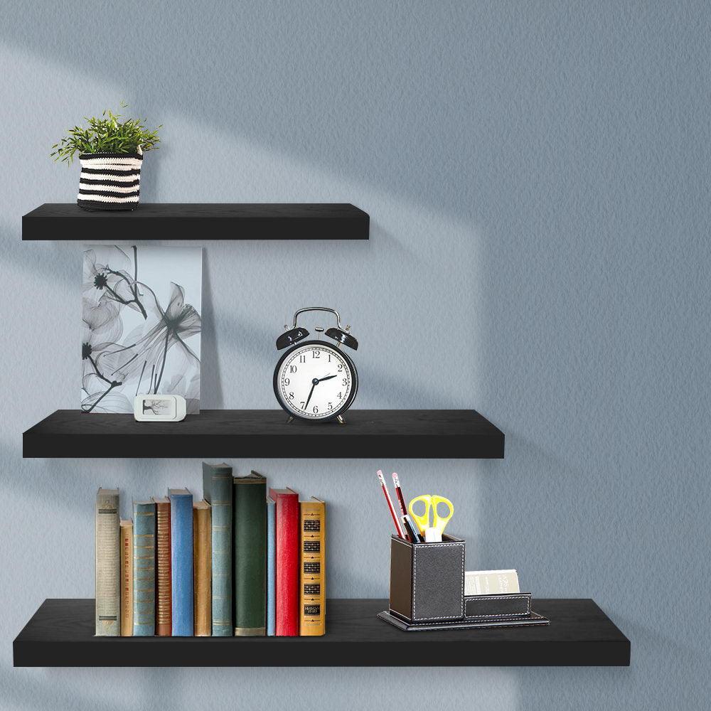 Artiss 3 Piece Floating Wall Shelves - Black - John Cootes