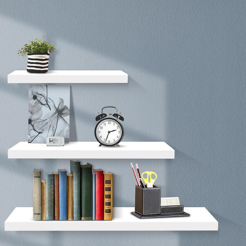 Artiss 3 Piece Floating Wall Shelves - White - John Cootes