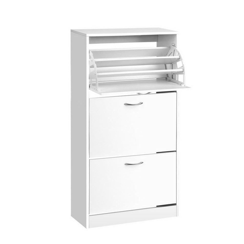 Artiss 3 Tier Shoe Cabinet - White - John Cootes