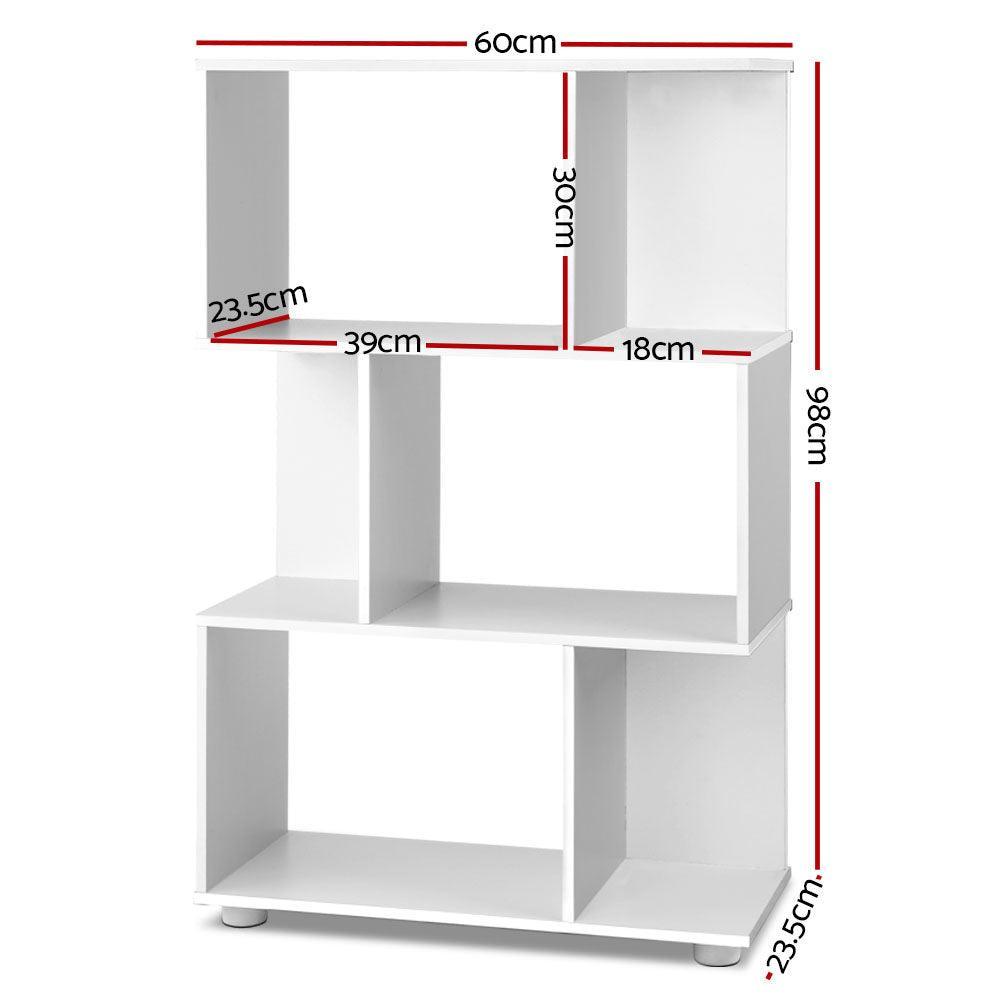 Artiss 3 Tier Zig Zag Bookshelf - White - John Cootes