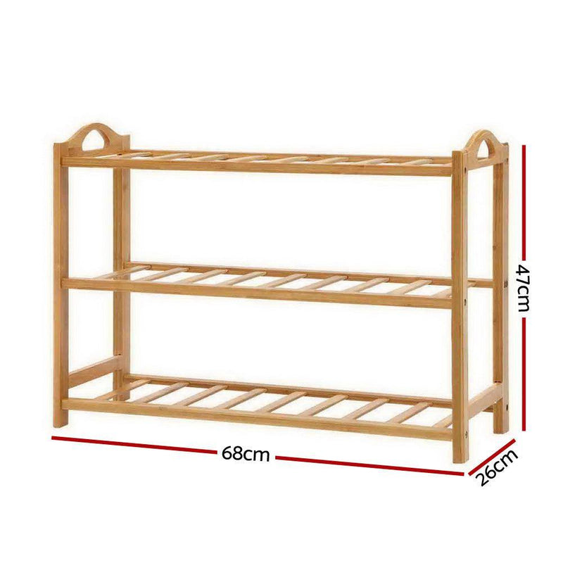 Artiss 3 Tiers Bamboo Shoe Rack Storage Organiser Wooden Shelf Stand Shelves - John Cootes