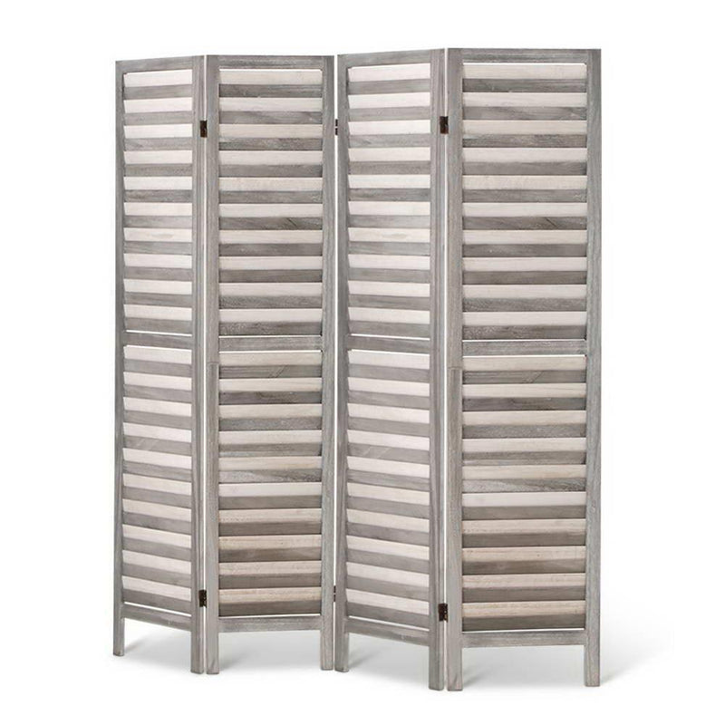 Artiss 4 Panel Foldable Wooden Room Divider - Grey - John Cootes