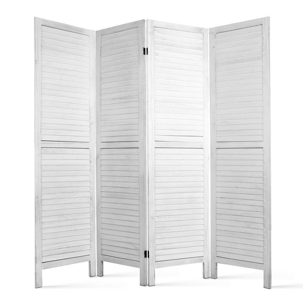 Artiss 4 Panel Foldable Wooden Room Divider - White - John Cootes